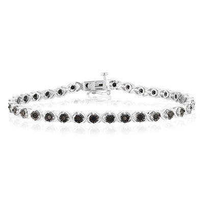 0.95 Carat Black Diamond Bracelet in Sterling Silver