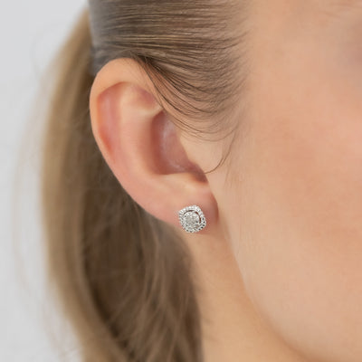 30 Diamonds Stud Earrings in Sterling Silver