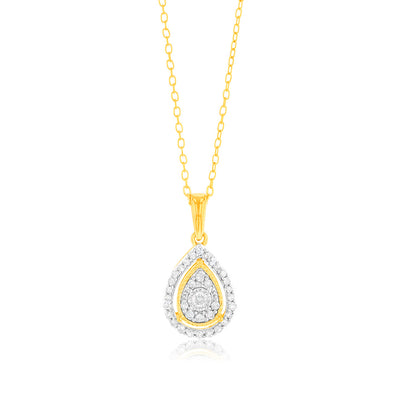 0.45 Carat Earring & Pendant Set in Gold Plated Sterling Silver on 45cm Chain