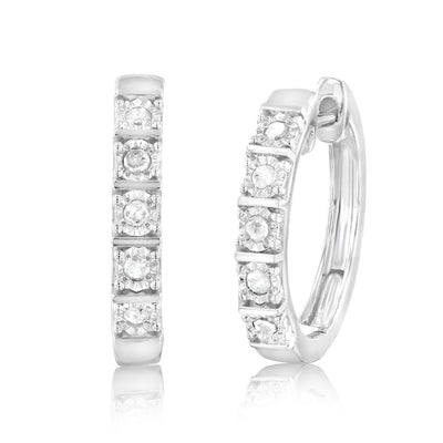 1/5 Carat Diamond Hoop Earrings in Sterling Silver