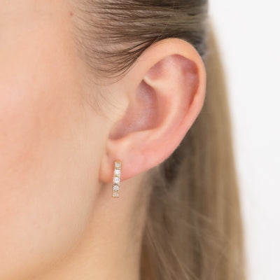 10 Diamonds Hoop Earrings in Gold Plated Sterling Silver