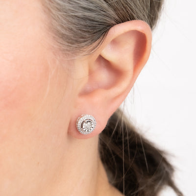 1/5 Carat Natural Diamond Round Shaped Stud Earrings in Sterling Silver