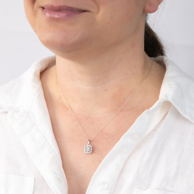 1/5 Carat Natural Diamond Cushion Shaped Pendant in Sterling Silver