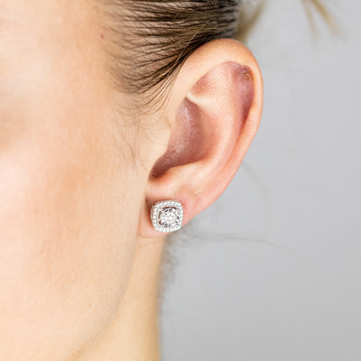 1/10 Carat Natural Diamond Pendant & Earring Set in Sterling Silver