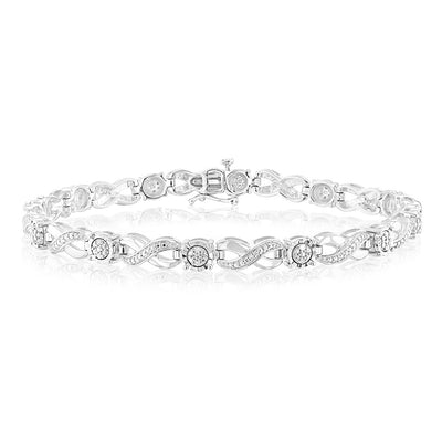 Sterling Silver 1/10 Carat Diamond Infinity Bracelet