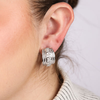 2.9 Carats Diamond Hoop Earrings in Sterling Silver