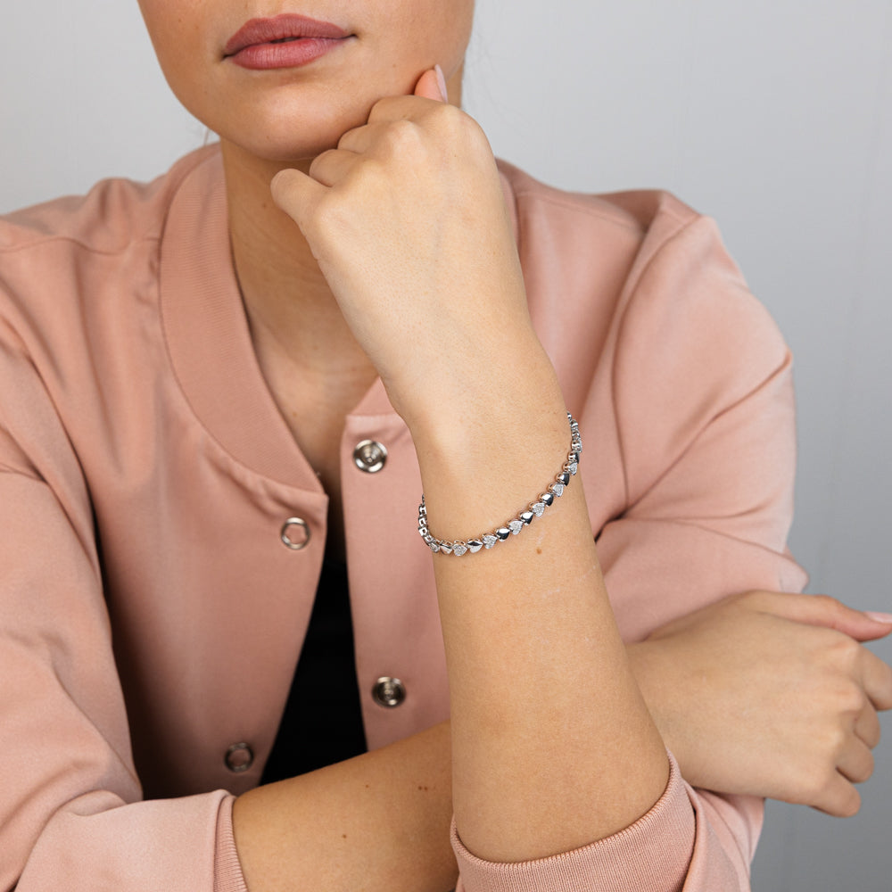 1/2 Carat Fancy Diamond Bracelet in Sterling Silver 17.5CM