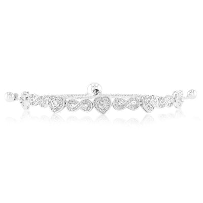 1/5 Carat Diamond Heart & Infinity fancy Bracelet in Sterling Silver
