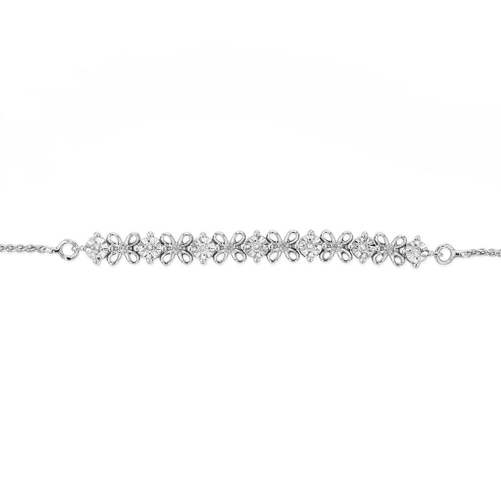 1/6 Carat Diamond Fancy Bracelet in Sterling Silver