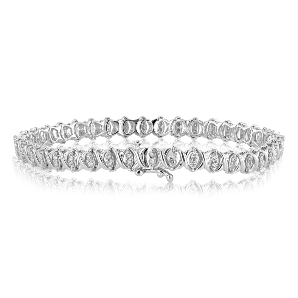 0.95 Carat Diamond Tennis Bracelet in Sterling Silver