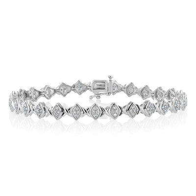 0.95 Carat Diamond Bracelet in Sterling Silver