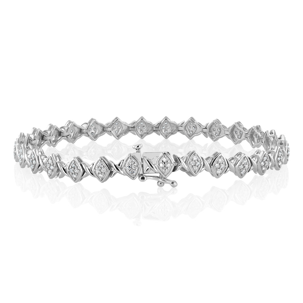 0.95 Carat Diamond Bracelet in Sterling Silver