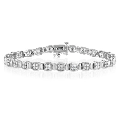 0.95 Carat Diamond Bracelet in Sterling Silver