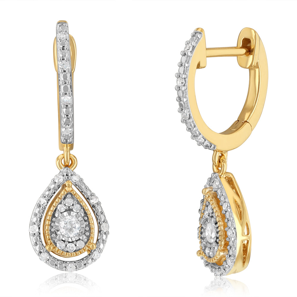 1/2 Carat Earring & Pendant Set in Gold Plated Sterling Silver on 45cm Chain