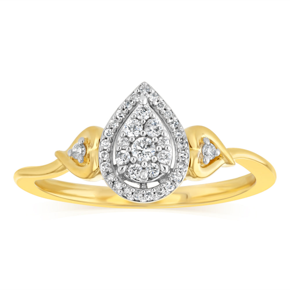 1/10 Carat Diamond Promise Ring in Gold Plated Sterling Silver