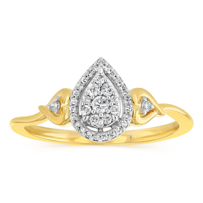1/10 Carat Diamond Promise Ring in Gold Plated Sterling Silver