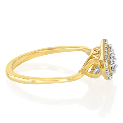 1/10 Carat Diamond Promise Ring in Gold Plated Sterling Silver