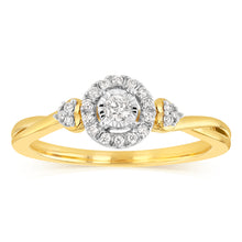 Load image into Gallery viewer, 1/10 Carat Diamond Promise Ring in Gold Plated Sterling Silver