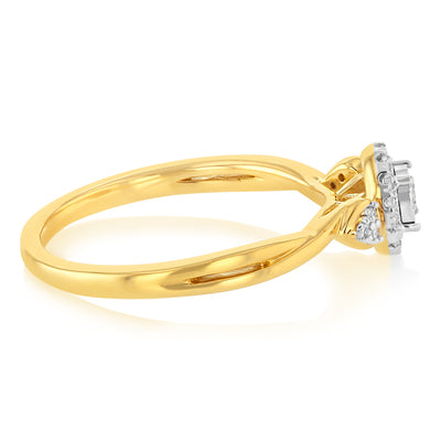 1/10 Carat Diamond Promise Ring in Gold Plated Sterling Silver