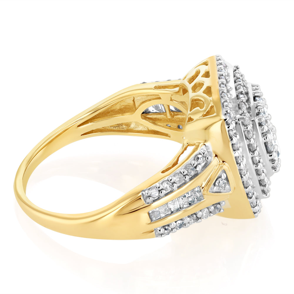 1 Carat Diamond Ring in Gold Plated Silver