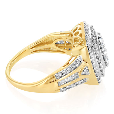 1 Carat Diamond Ring in Gold Plated Silver