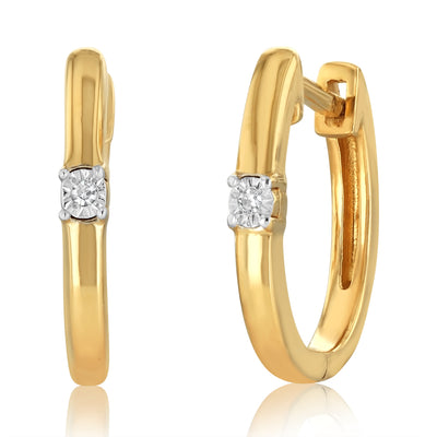 Diamond Hoop Earrings in Gold Plated Silver