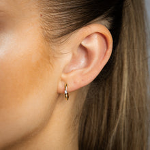 Load image into Gallery viewer, Diamond Hoop Earrings in Gold Plated Silver