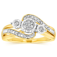 Load image into Gallery viewer, 1/6 Carat Diamond Ring in Gold Plated Silver