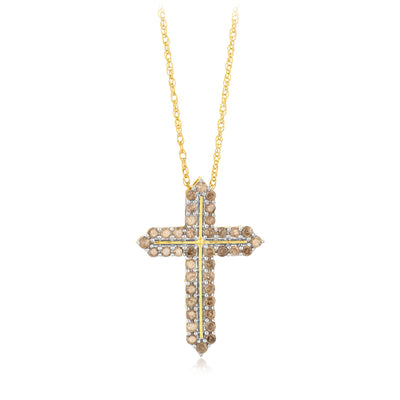 1 Carat Cross Pendant on 45cm Chain in Gold Plated Silver