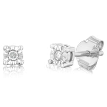 Load image into Gallery viewer, 1/10 Carat Diamond Earrings Set Hoop Earrings in Gold Plated Silver and Stud Earrings in Sterling Silver