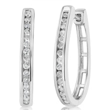 Load image into Gallery viewer, 1/2 Carat Diamond Hoop Earrings in Sterling Silver
