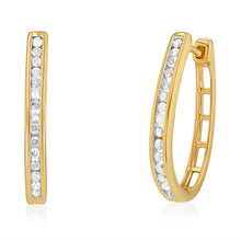 Load image into Gallery viewer, 1/2 Carat Diamond Hoop Earrings in Gold Plated Silver