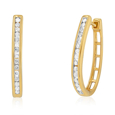 1/2 Carat Diamond Hoop Earrings in Gold Plated Silver