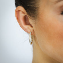 Load image into Gallery viewer, 1/2 Carat Diamond Hoop Earrings in Gold Plated Silver