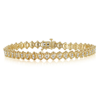 0.90 Carat Diamond 18cm Bracelet in Gold Plated Silver