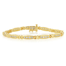 Load image into Gallery viewer, 0.95 Carat Diamond 17.5cm Bracelet in Gold Plated Silver