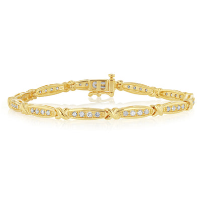 0.95 Carat Diamond 17.5cm Bracelet in Gold Plated Silver
