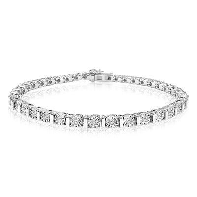 0.95 Carat Diamond Tennis 18.5cm Bracelet in Gold Plated Silver