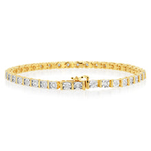 Load image into Gallery viewer, 0.95 Carat Diamond Tennis 18.5cm Bracelet in Gold Plated Silver
