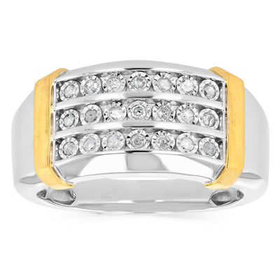 1/5 Carat Diamond Gents Ring in Gold Plated Silver