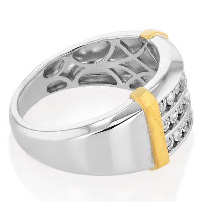 1/5 Carat Diamond Gents Ring in Gold Plated Silver
