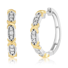Load image into Gallery viewer, 1/10 Carat Diamond Hoop Earring in Gold Plated Silver