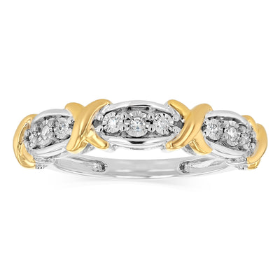 Natural Diamond Ring in Gold Plated Silver