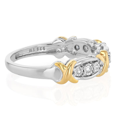 Natural Diamond Ring in Gold Plated Silver