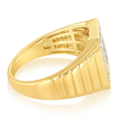 1/5 Carat Diamond Gents Ring in Gold Plated Silver