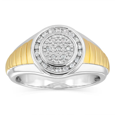 1/4 Carat Diamond Gents Ring in Gold Plated Silver