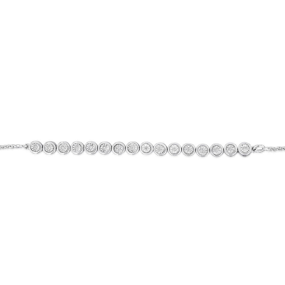 Natural Diamond Slider Bracelet in Sterling Silver