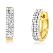 Load image into Gallery viewer, 1/4 Carat Diamond Hoop Earrings in Gold Plated Sterling Silver