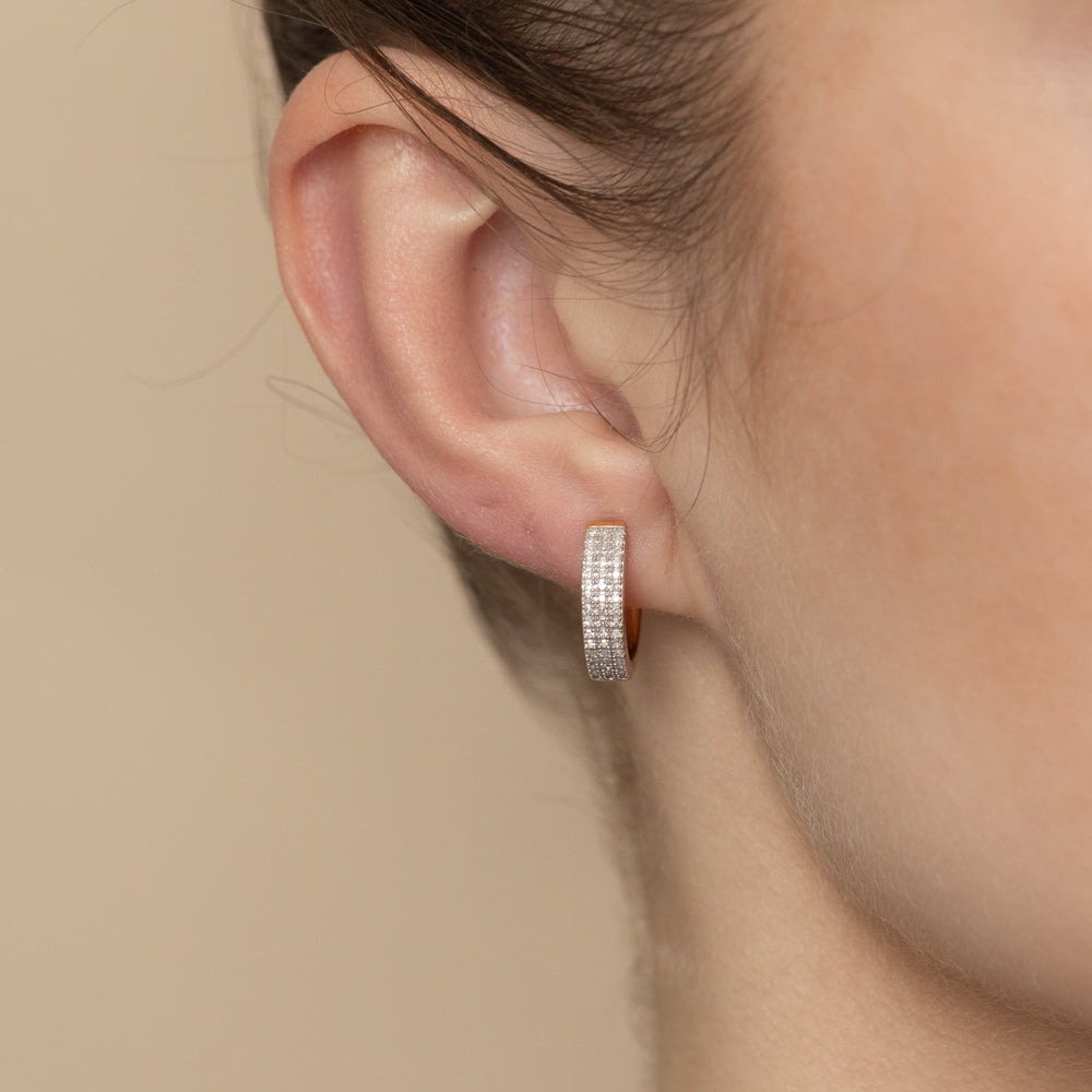 1/4 Carat Diamond Hoop Earrings in Gold Plated Sterling Silver