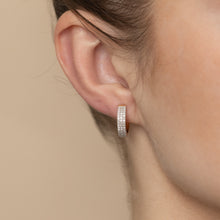 Load image into Gallery viewer, 1/4 Carat Diamond Hoop Earrings in Gold Plated Sterling Silver